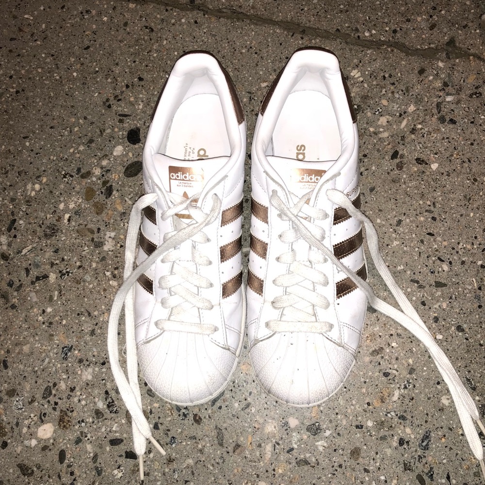 Size 9 Women’s Gold Adidas Superstars